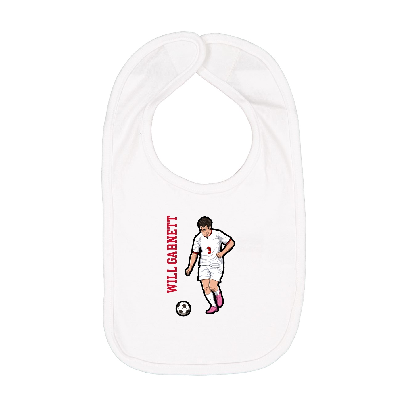 Infant Bib — Name Vertical in White