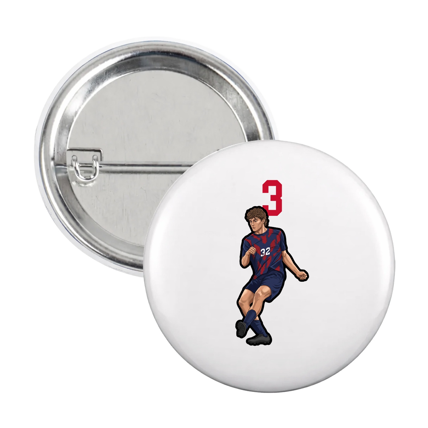 Game Day Button — Number Top in White