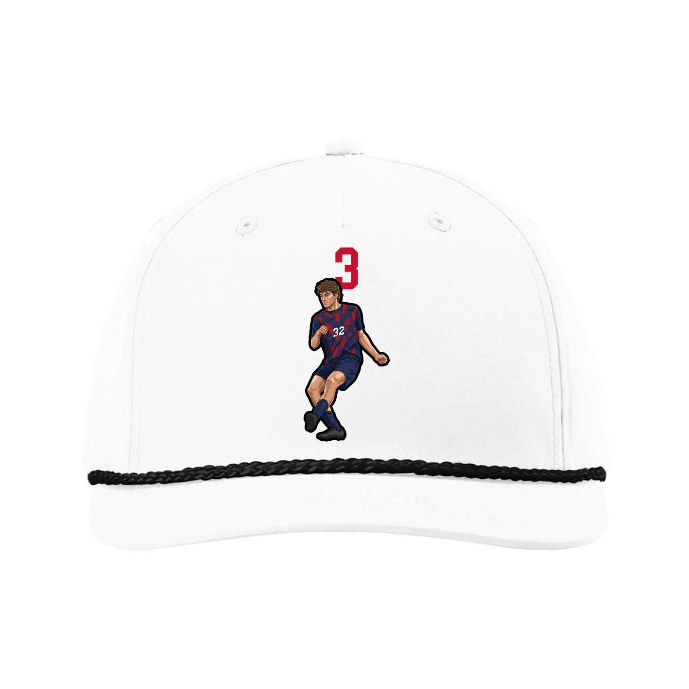 Five-Panel Classic Rope Cap — Number Top in White