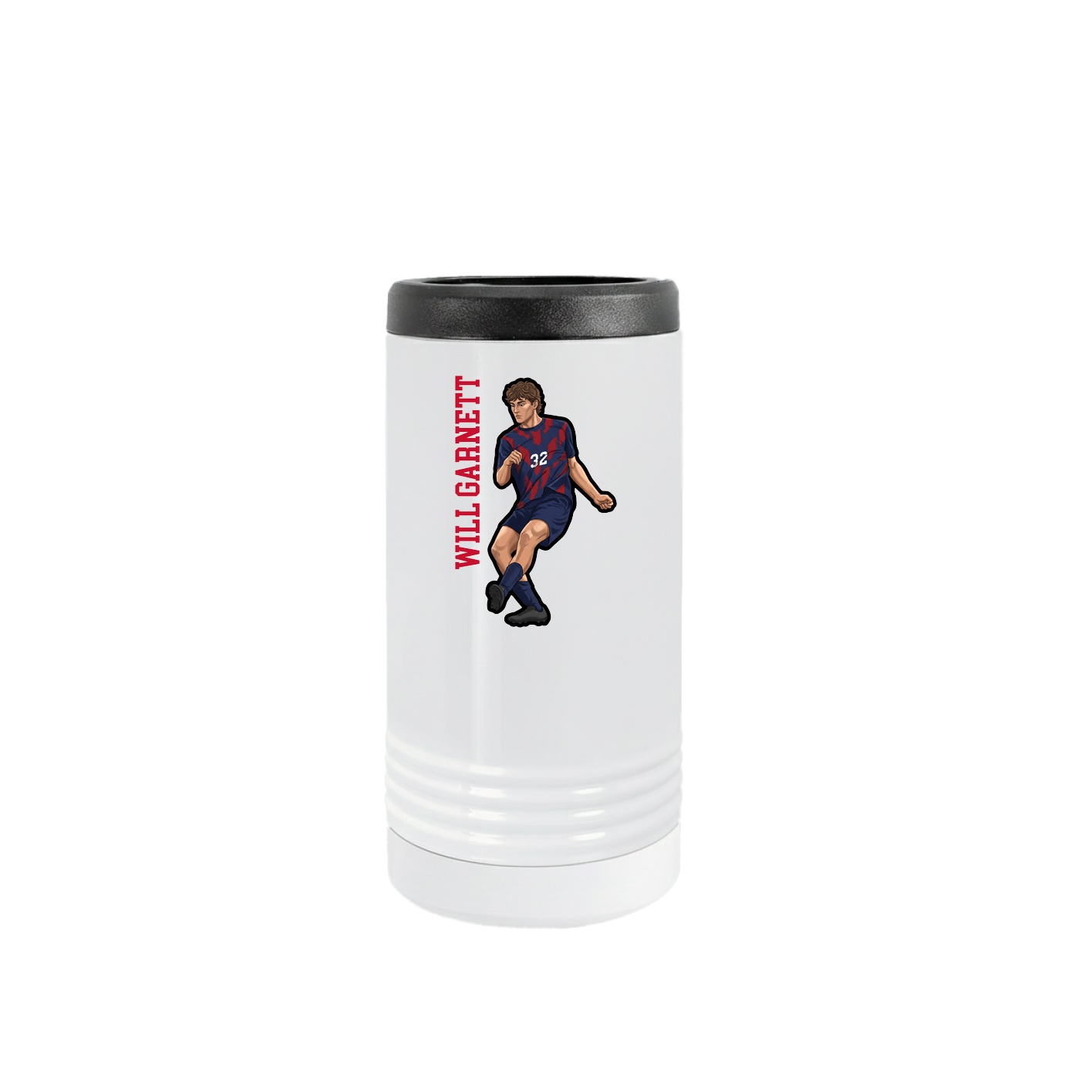 Slim Beverage Holder — Name Vertical in White