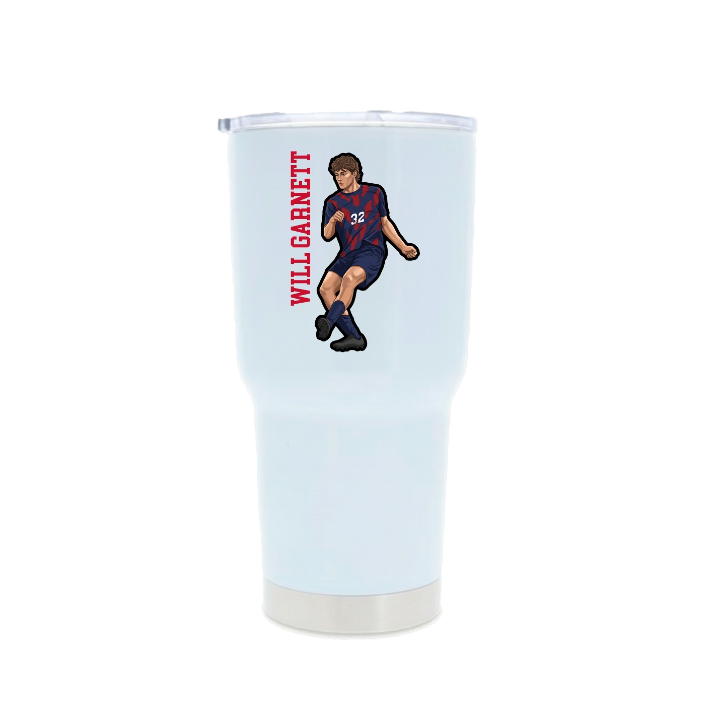30oz Stainless Steel Tumbler — Name Vertical in White