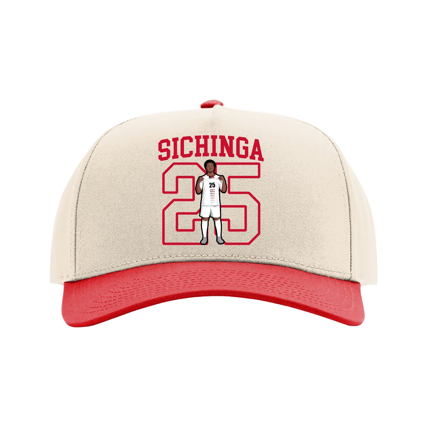 Full Fabric Five-Panel Champ Cap — Shirsey in Cream/Red