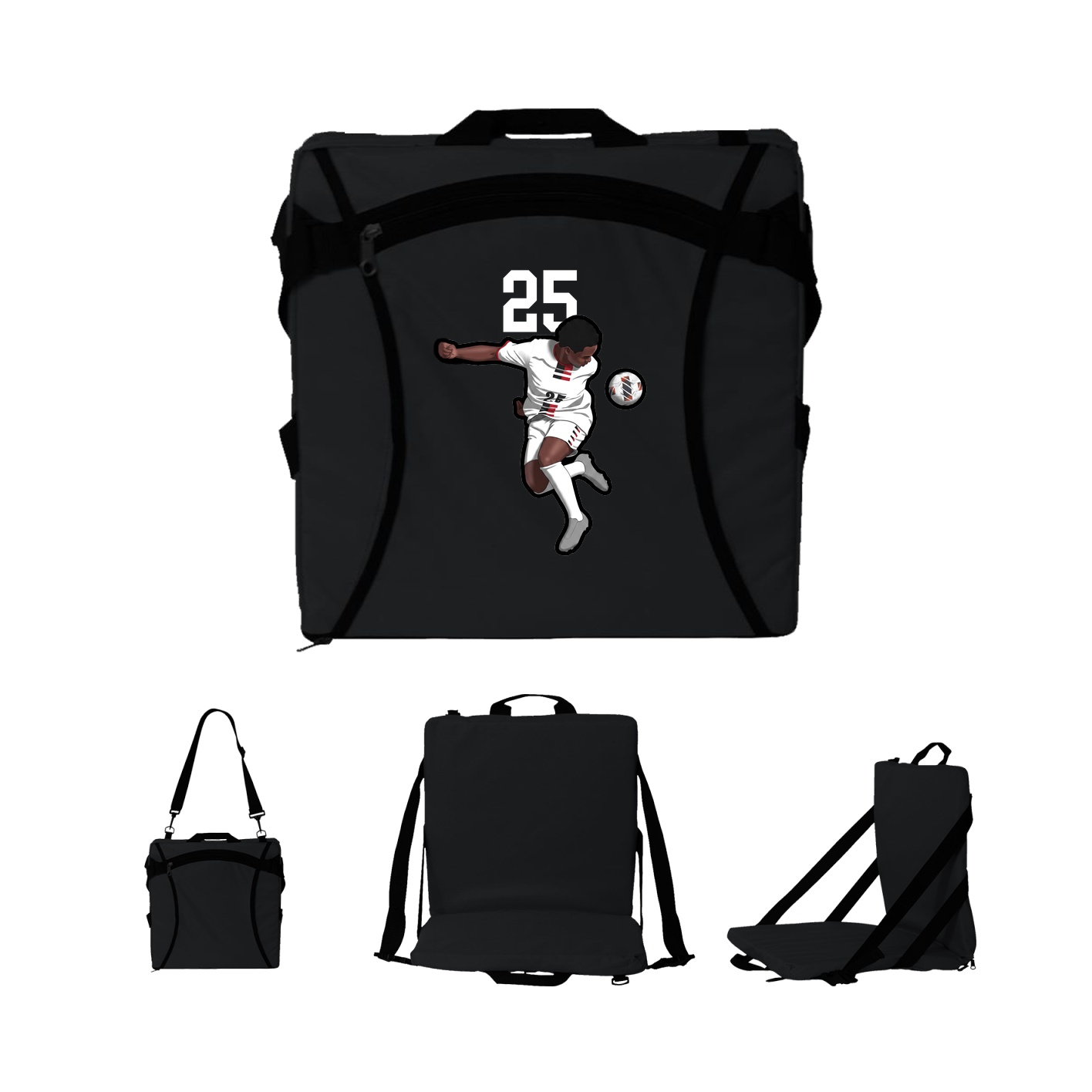 Folding Stadium Seat — Number Top in Black