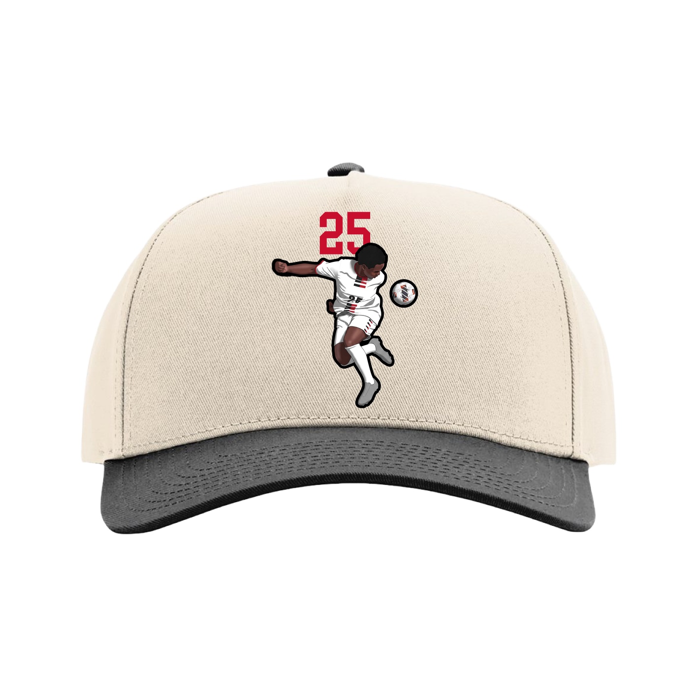 Full Fabric Five-Panel Champ Cap — Number Top in Cream/Black