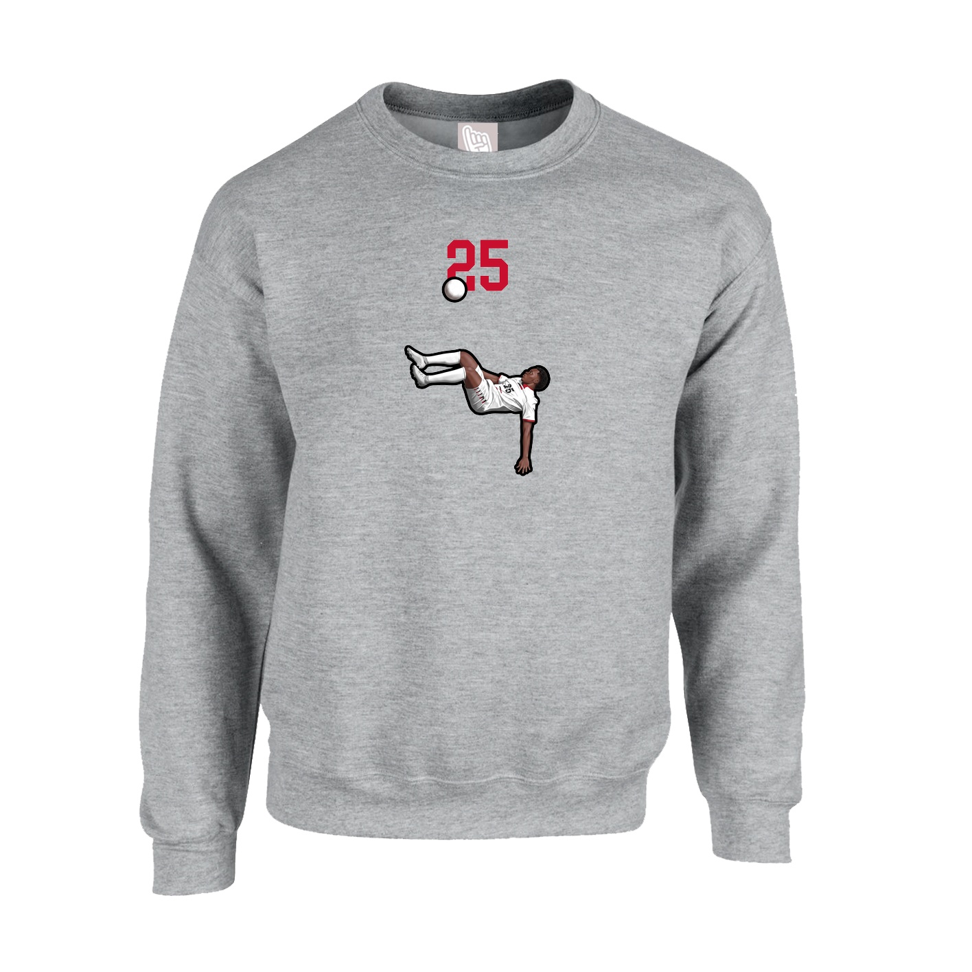 Fleece Crew — Number Top in Grey
