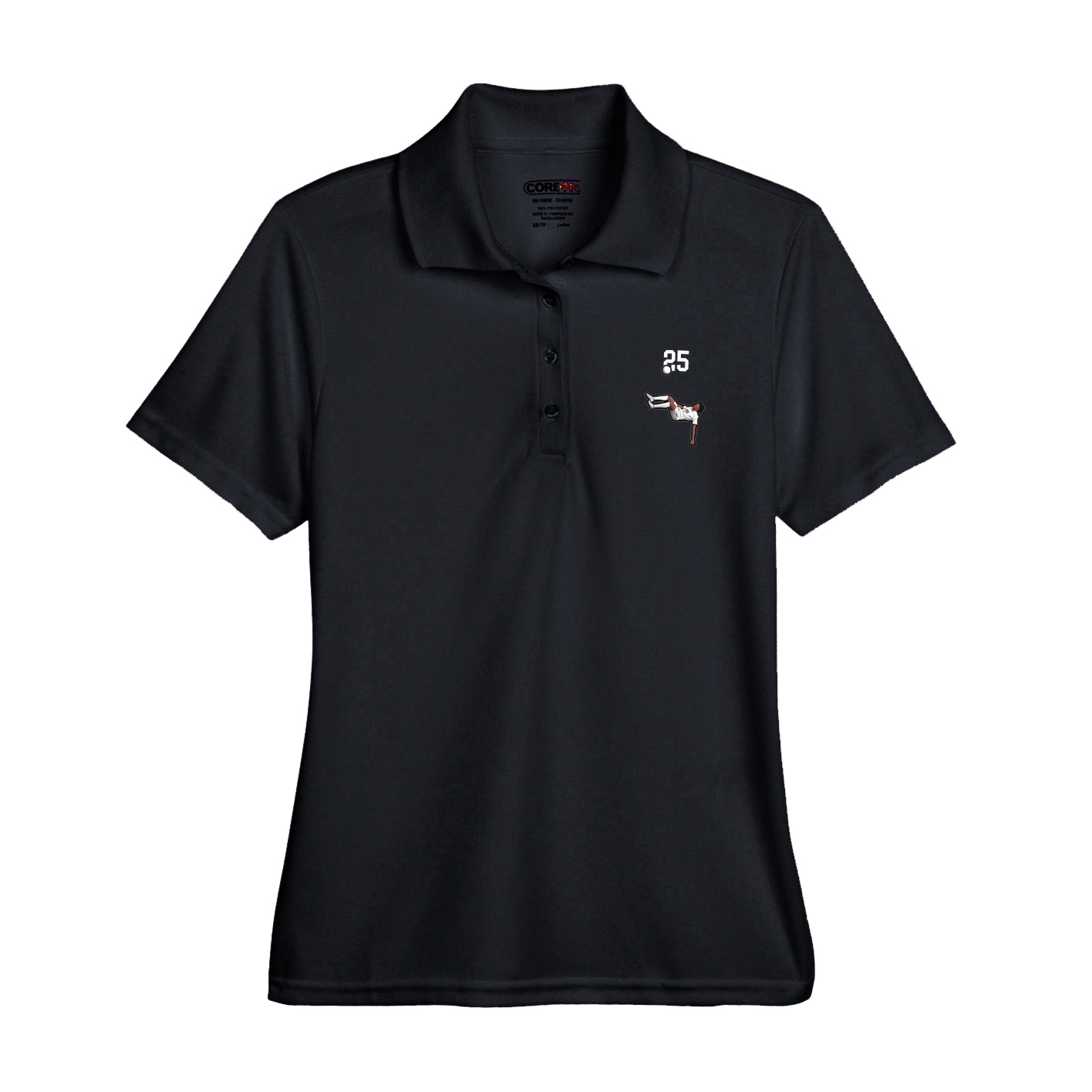 Womens Performance Polo — Number Top in Black