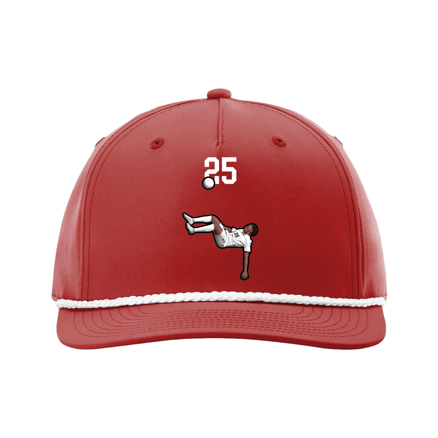 Five-Panel Classic Rope Cap — Number Top in Red