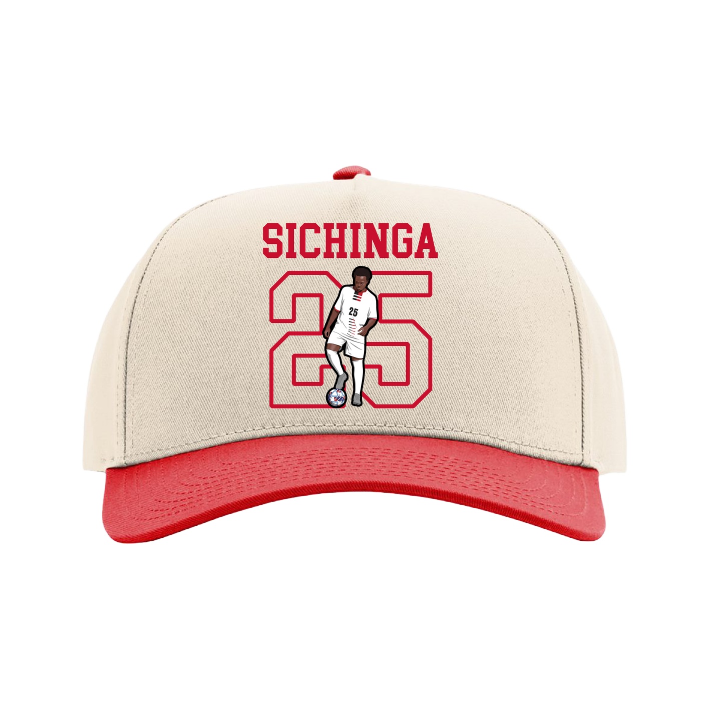 Full Fabric Five-Panel Champ Cap — Shirsey in Cream/Red