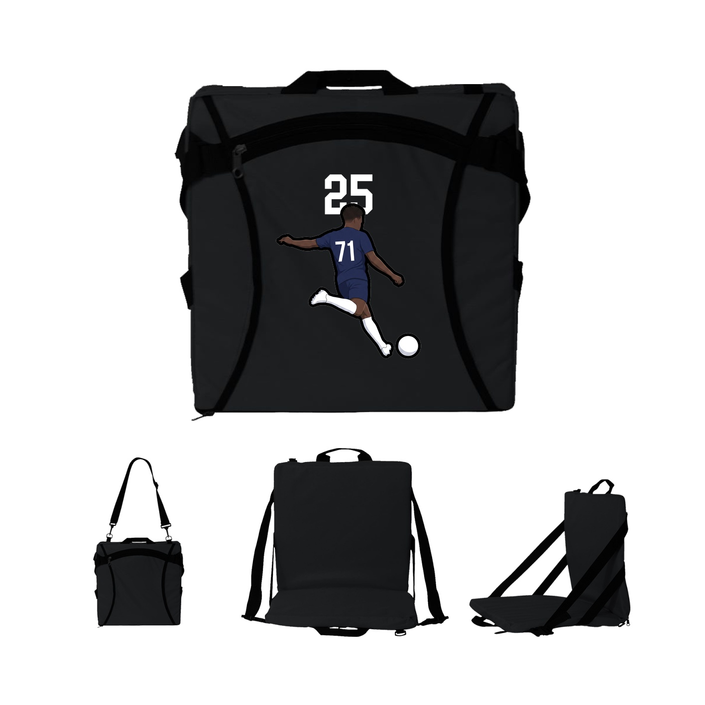Folding Stadium Seat — Number Top in Black