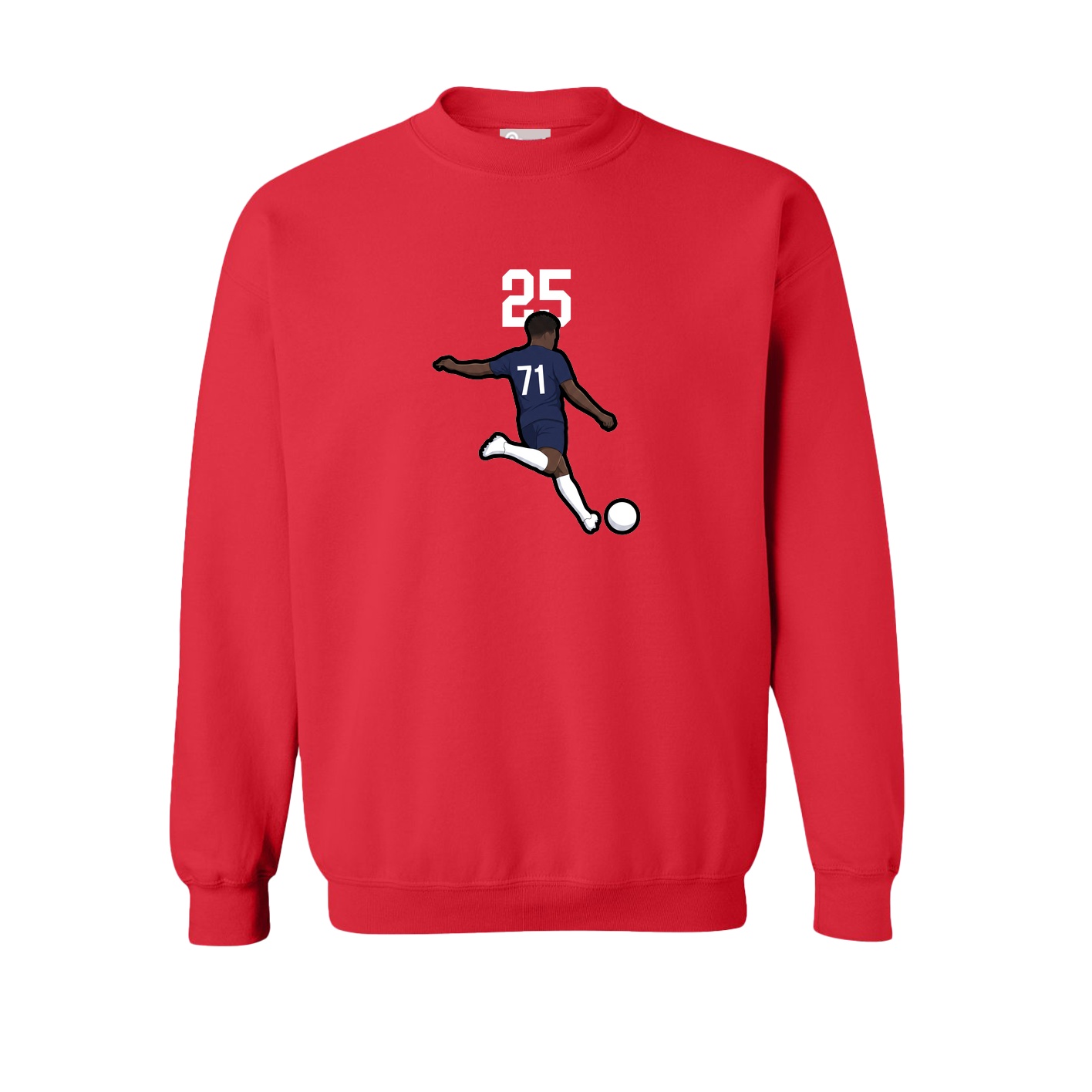 Fleece Crew — Number Top in Red