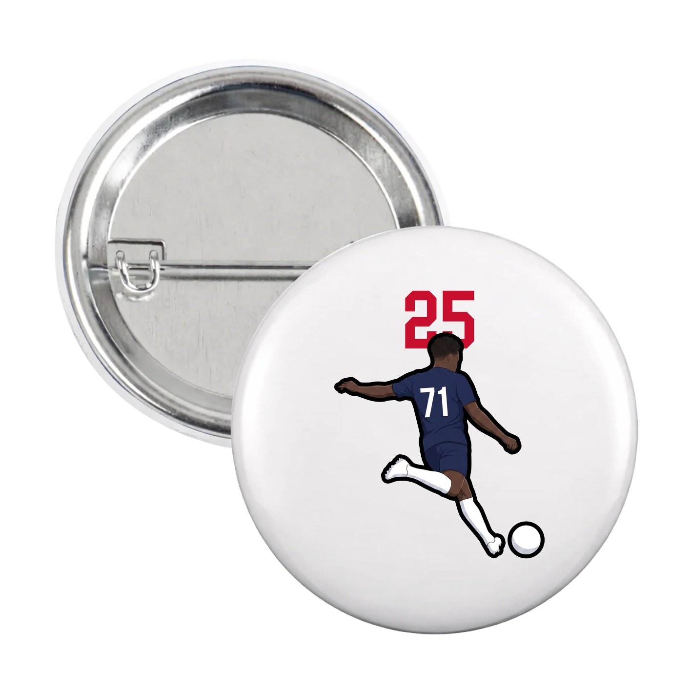 Game Day Button — Number Top in White