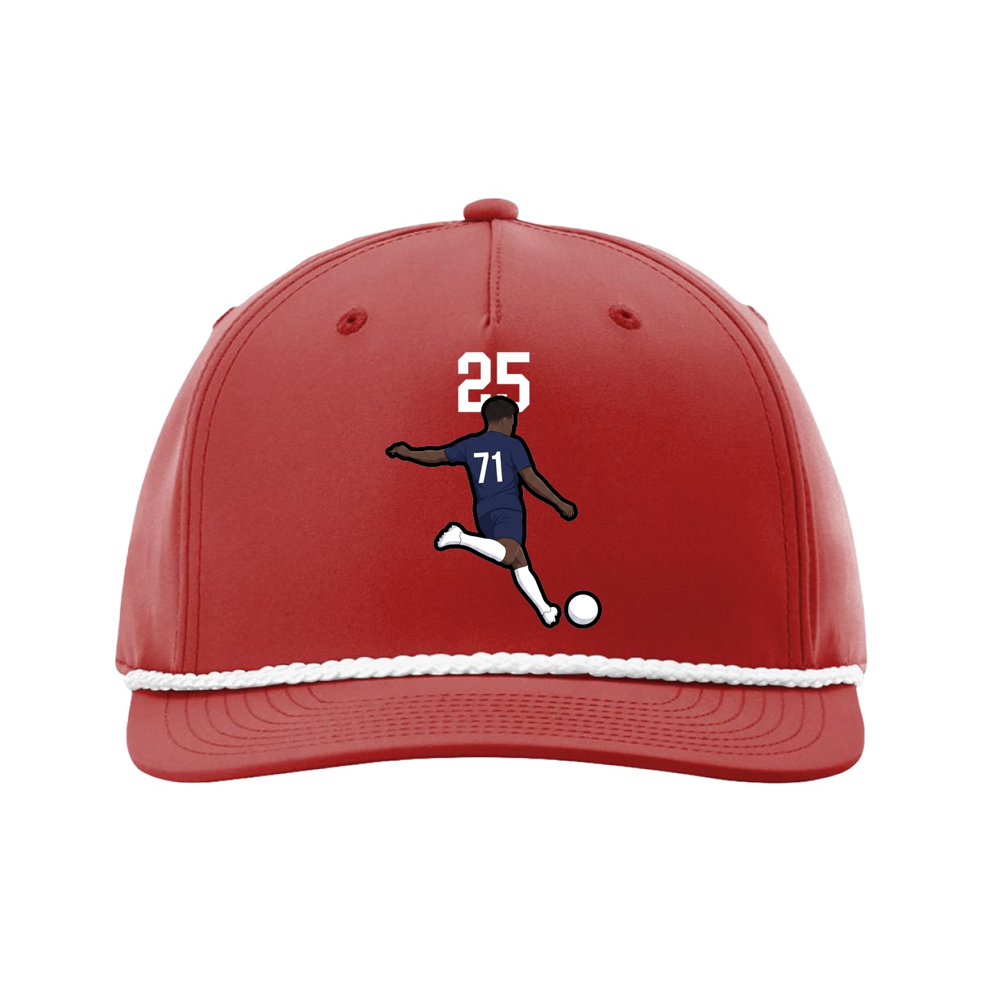 Five-Panel Classic Rope Cap — Number Top in Red