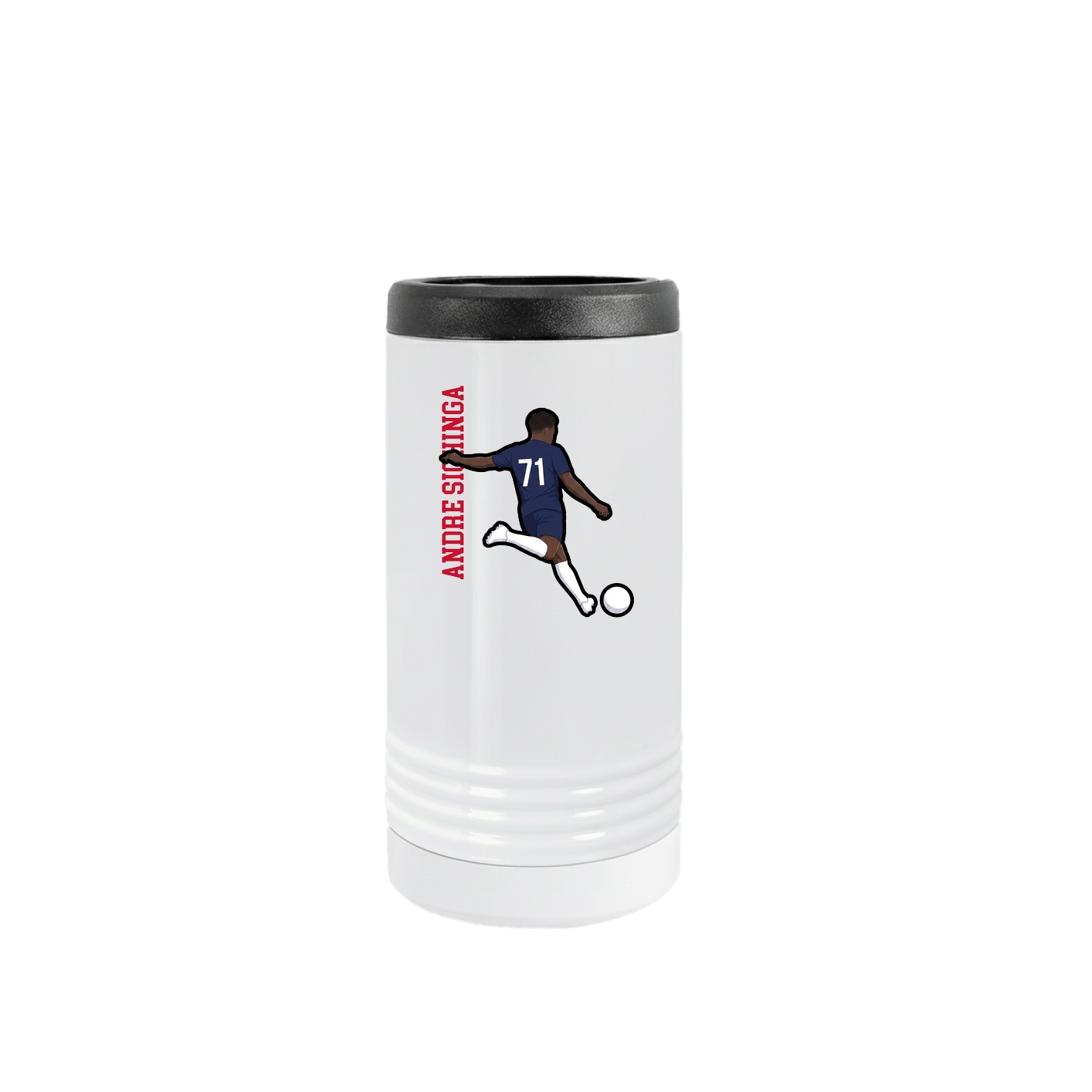 Slim Beverage Holder — Name Vertical in White