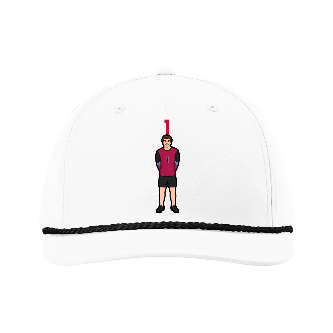 Five-Panel Classic Rope Cap — Number Top in White
