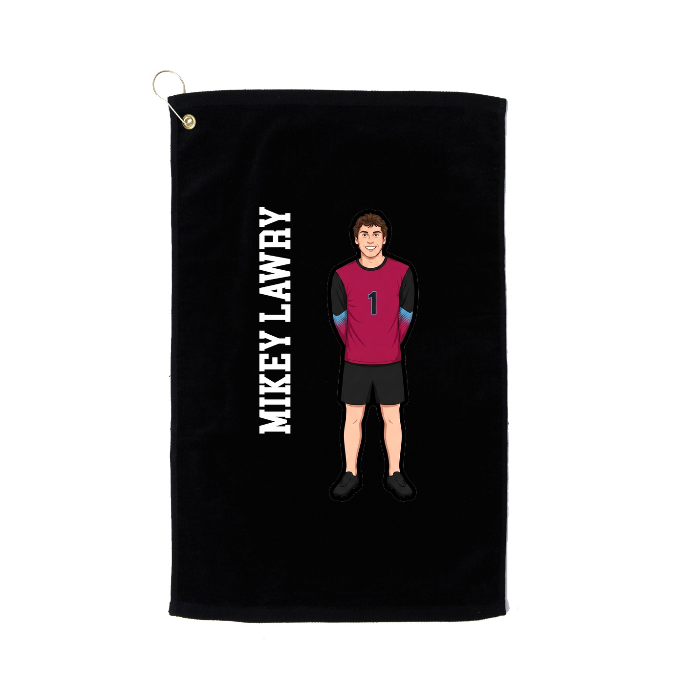 Golf Towel — Name Vertical in Black