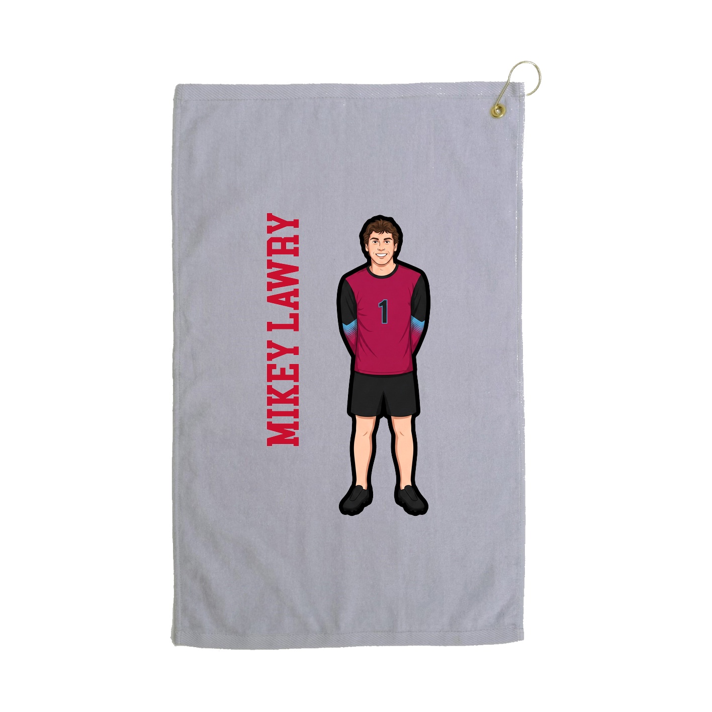 Golf Towel — Name Vertical in Grey