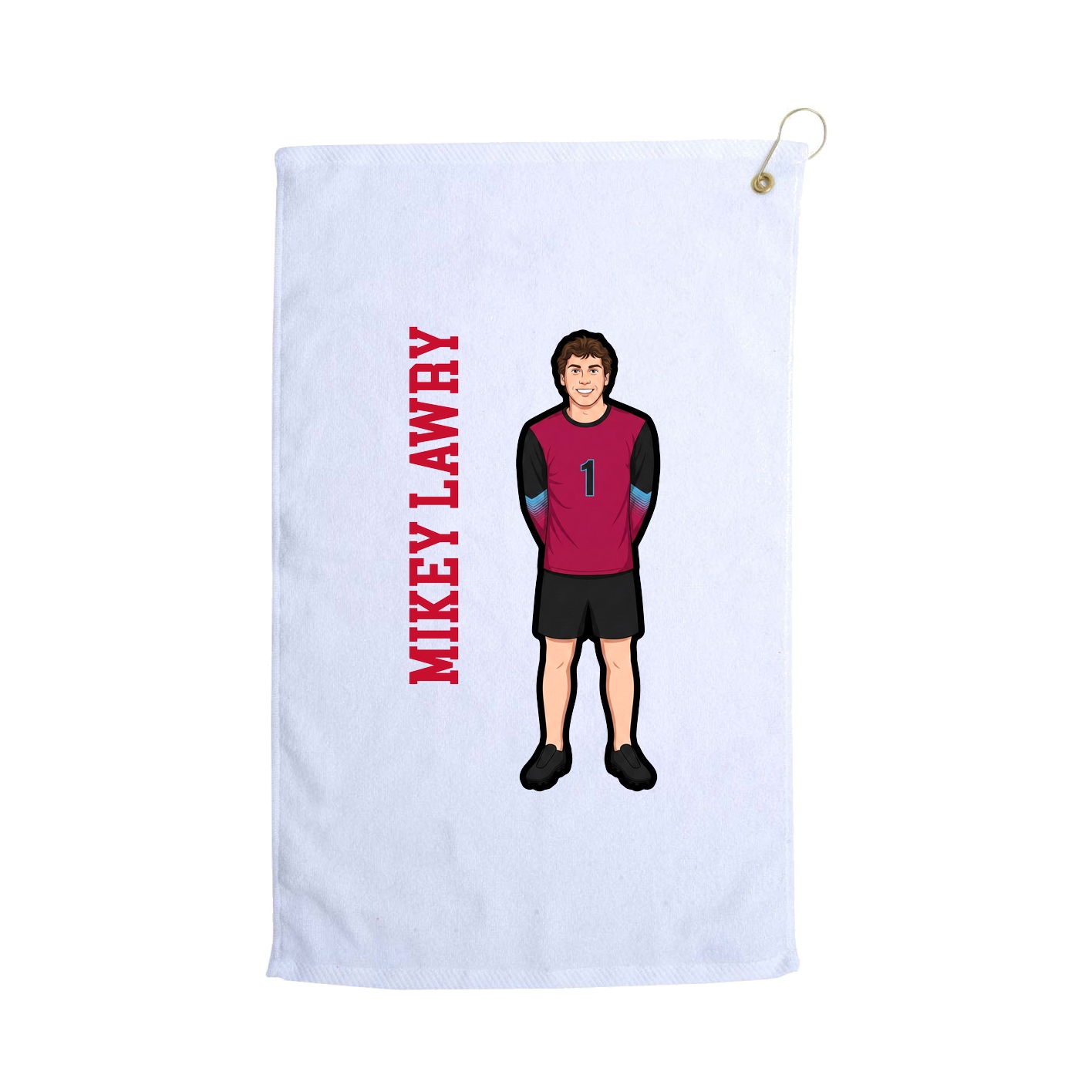 Golf Towel — Name Vertical in White