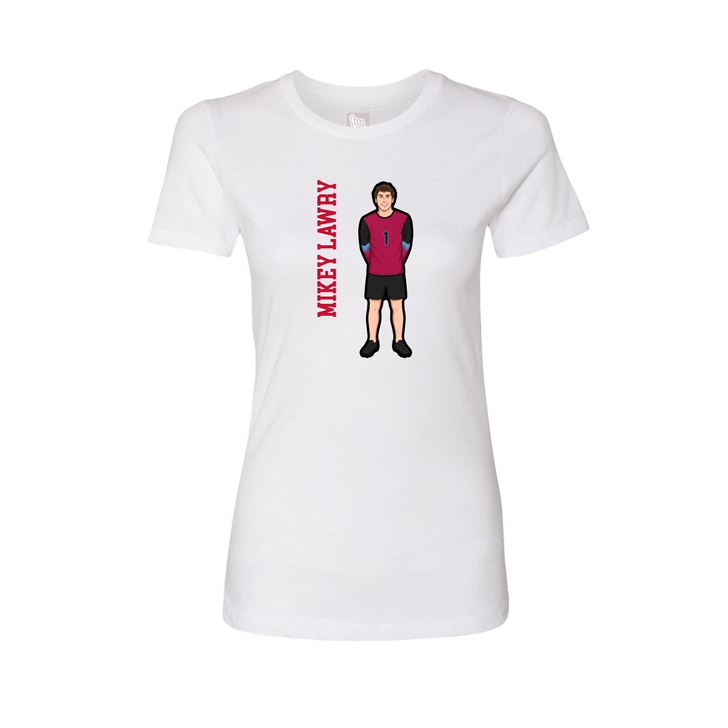 Womens Tee — Name Vertical in White