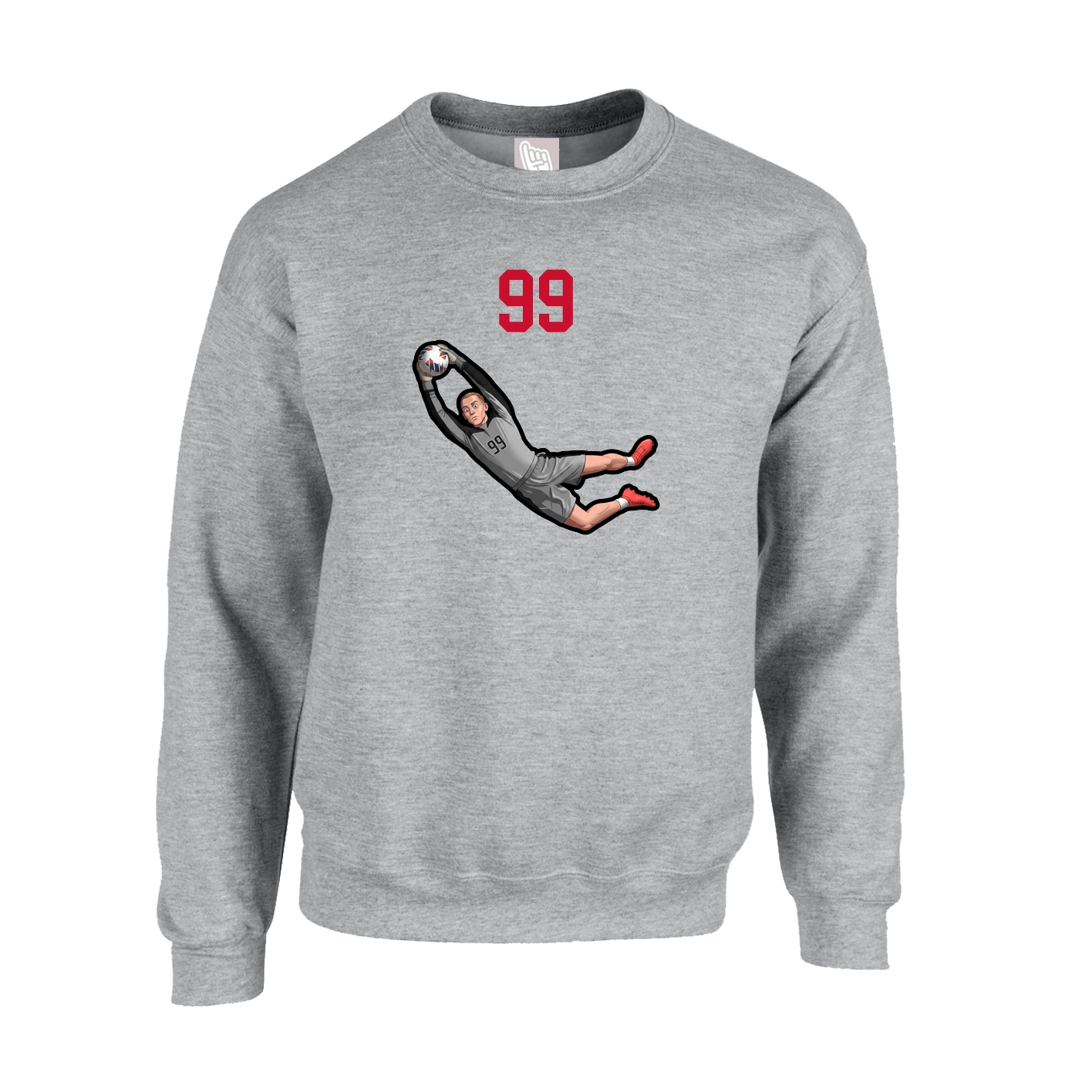 Fleece Crew — Number Top in Grey