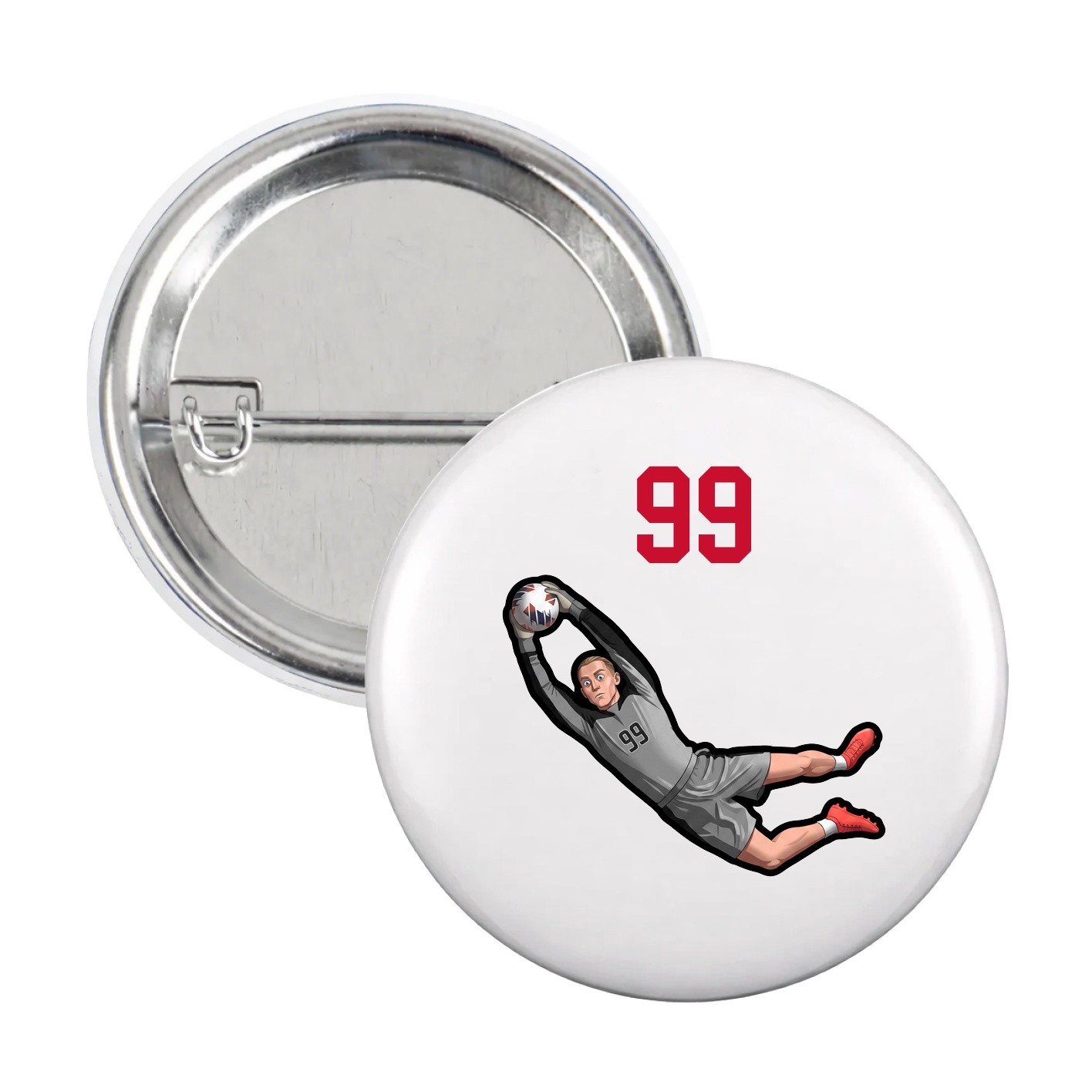 Game Day Button — Number Top in White