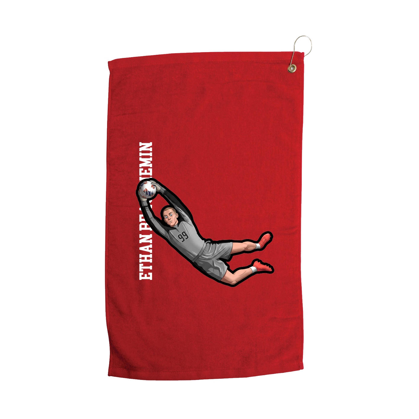 Golf Towel — Name Vertical in Red