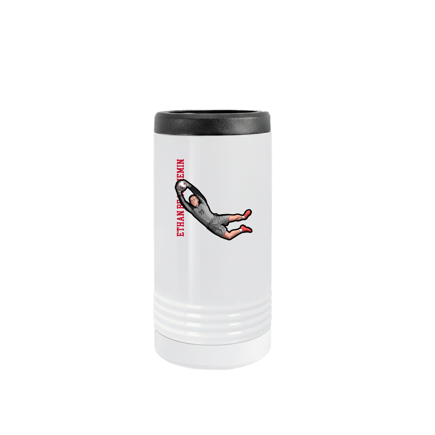 Slim Beverage Holder — Name Vertical in White