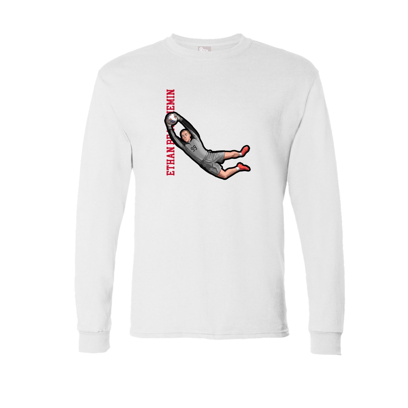 Long Sleeve Tee — Name Vertical in White