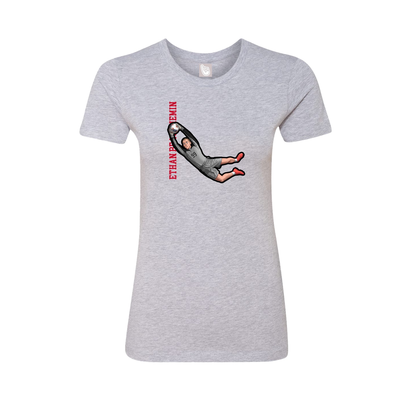 Womens Tee — Name Vertical in Grey