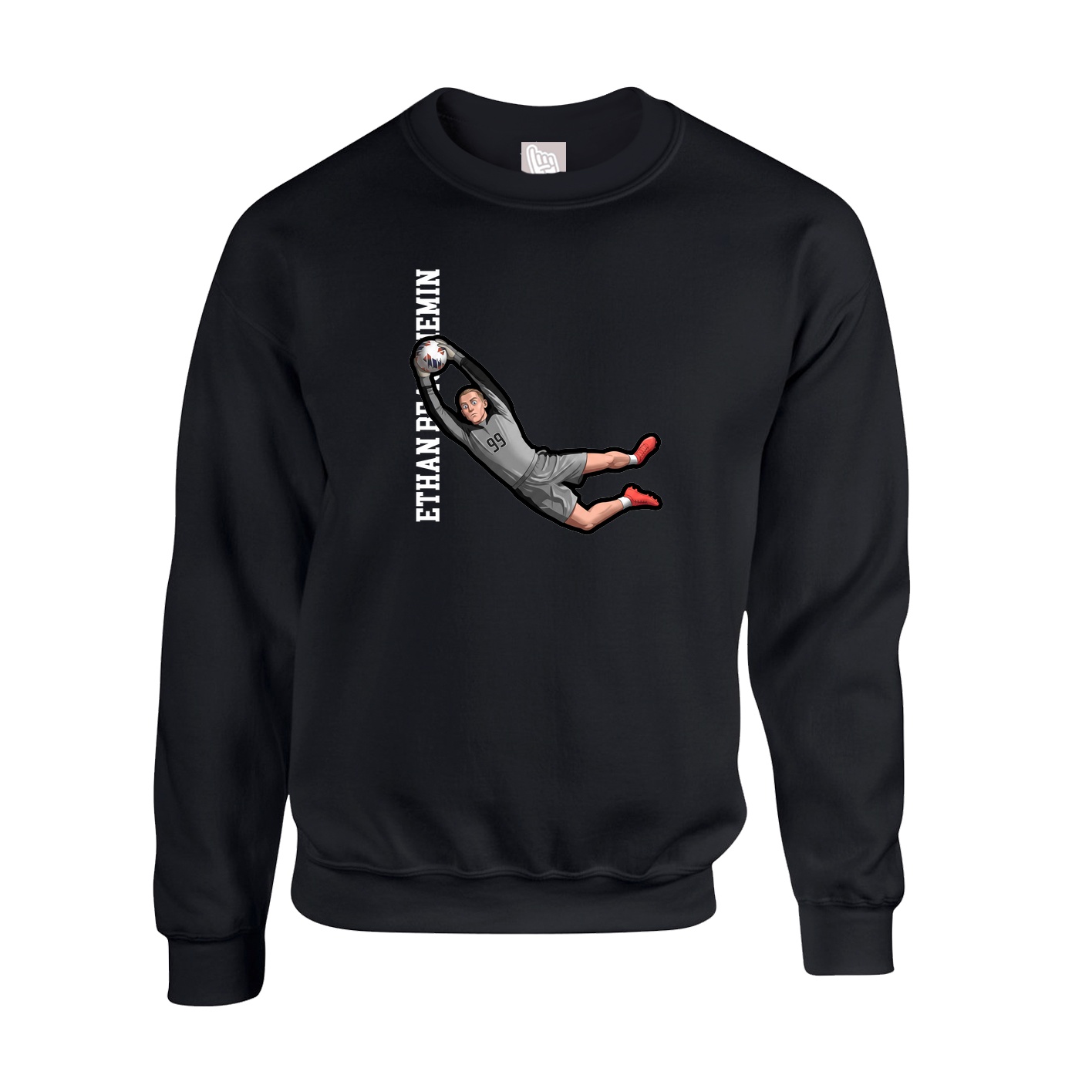 Fleece Crew — Name Vertical in Black