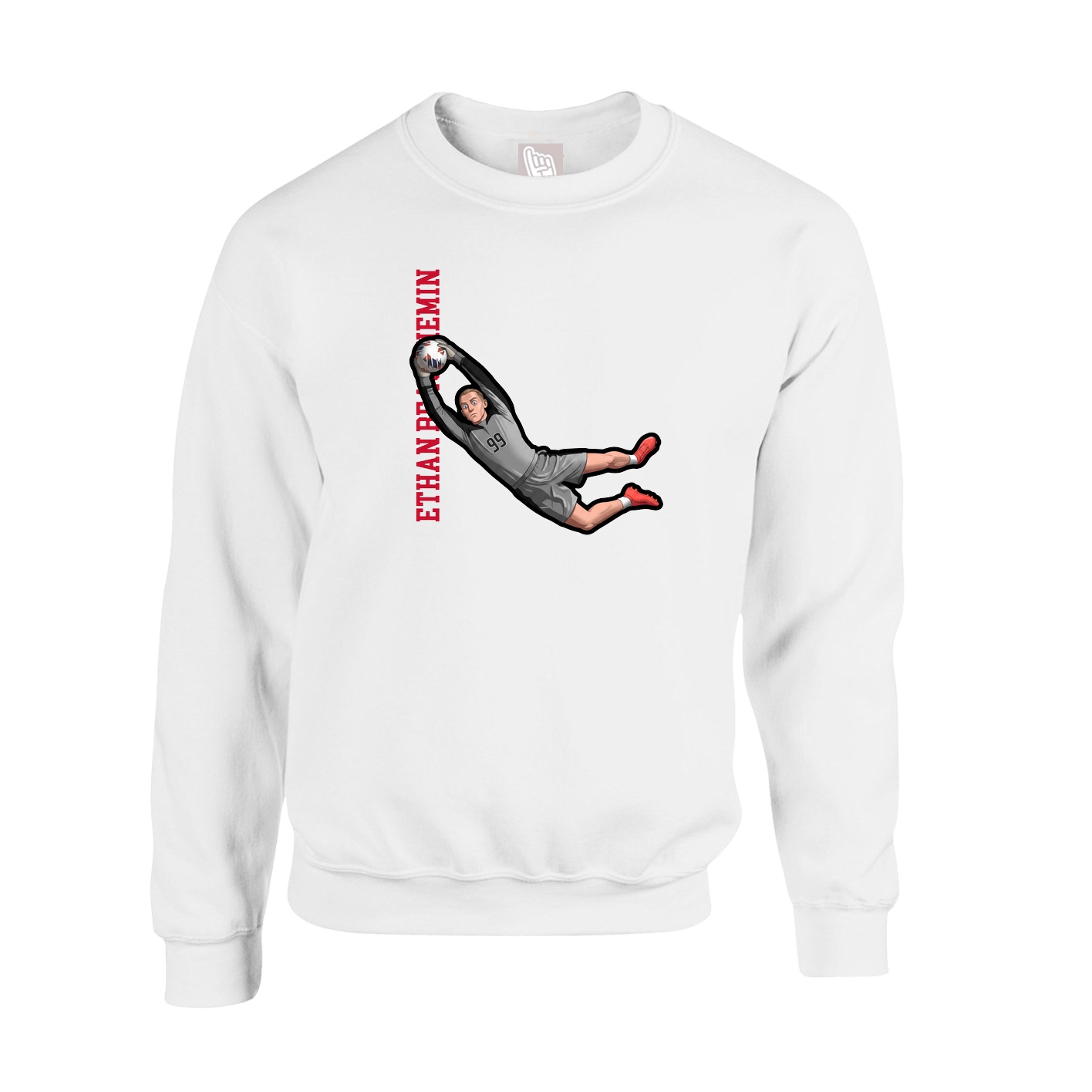 Fleece Crew — Name Vertical in White