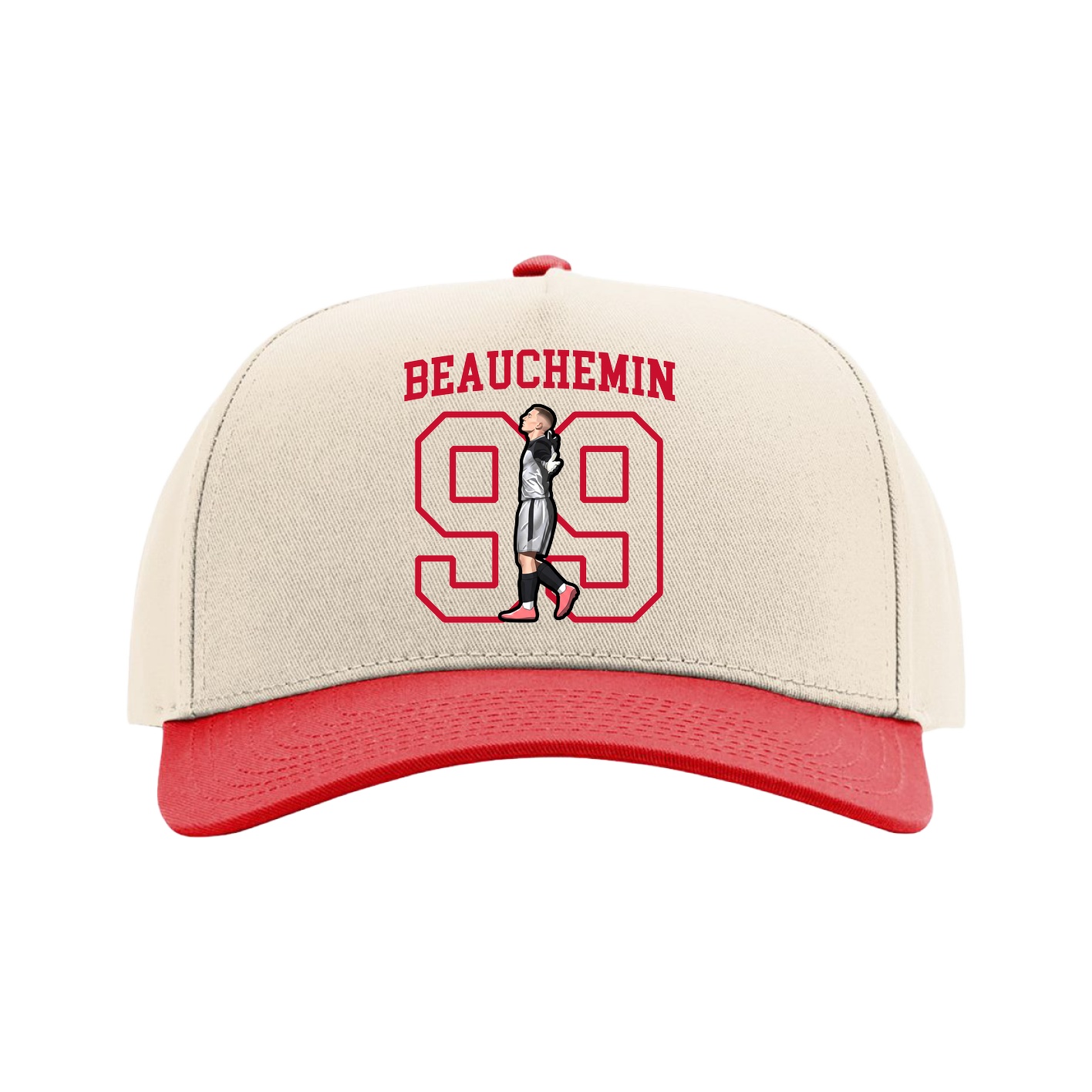 Full Fabric Five-Panel Champ Cap — Shirsey in Cream/Red