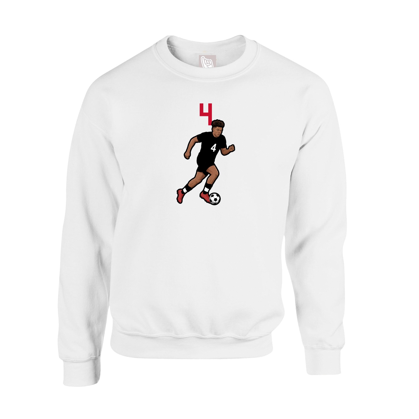 Fleece Crew — Number Top in White