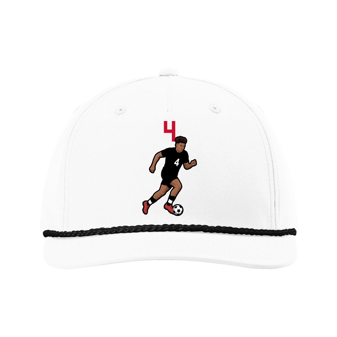 Five-Panel Classic Rope Cap — Number Top in White