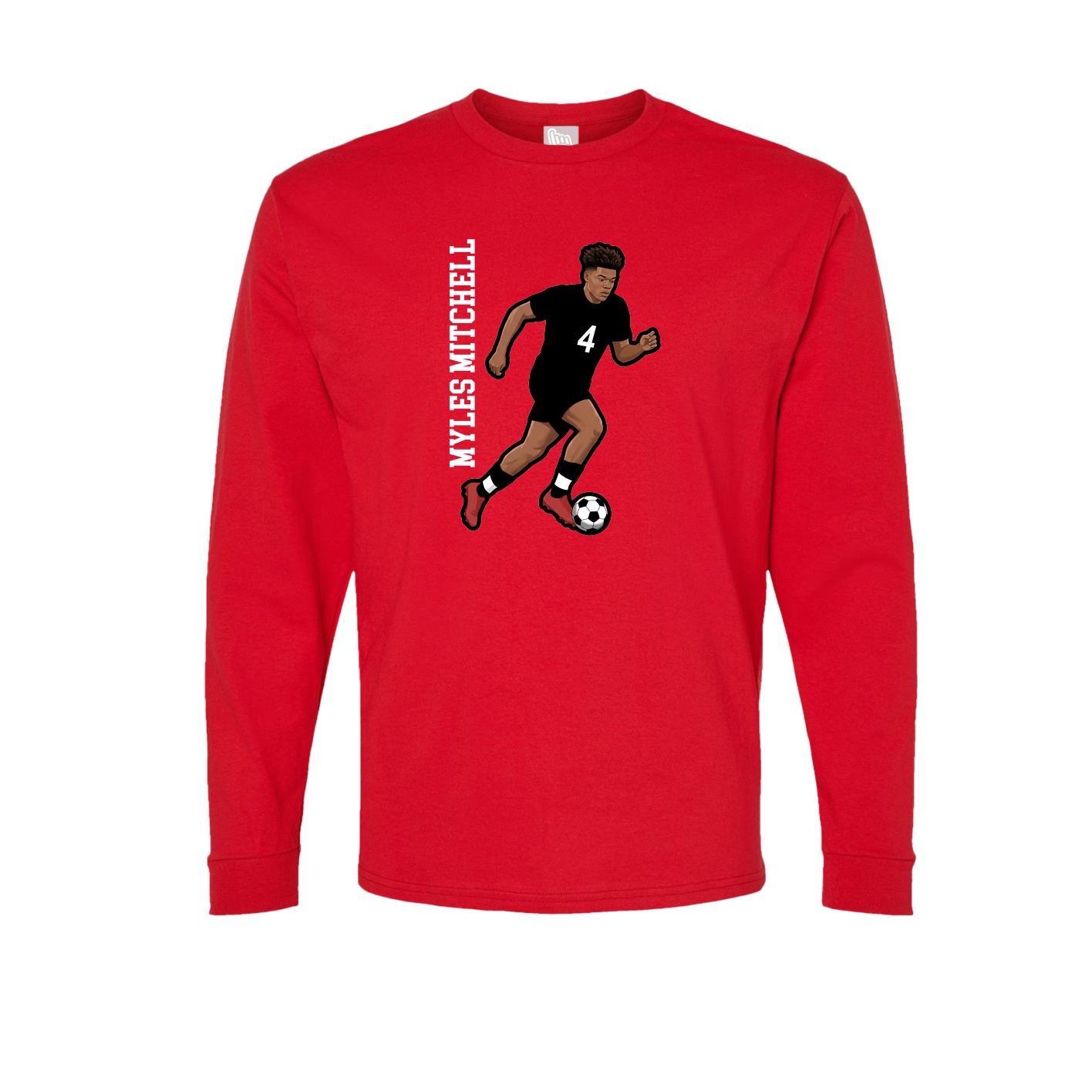 Long Sleeve Tee — Name Vertical in Red