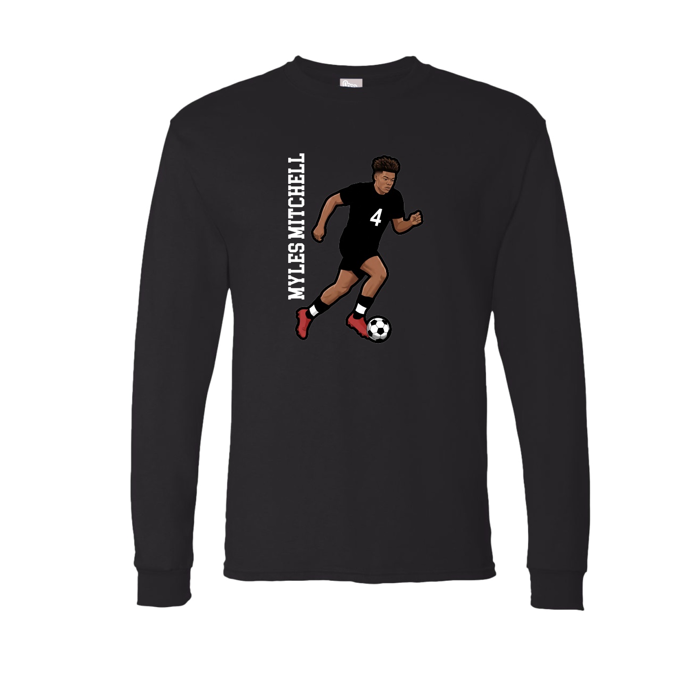 Long Sleeve Tee — Name Vertical in Black