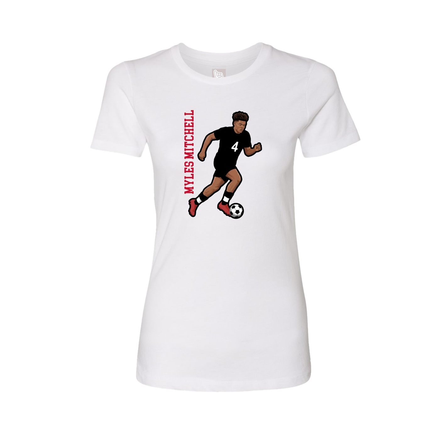 Womens Tee — Name Vertical in White