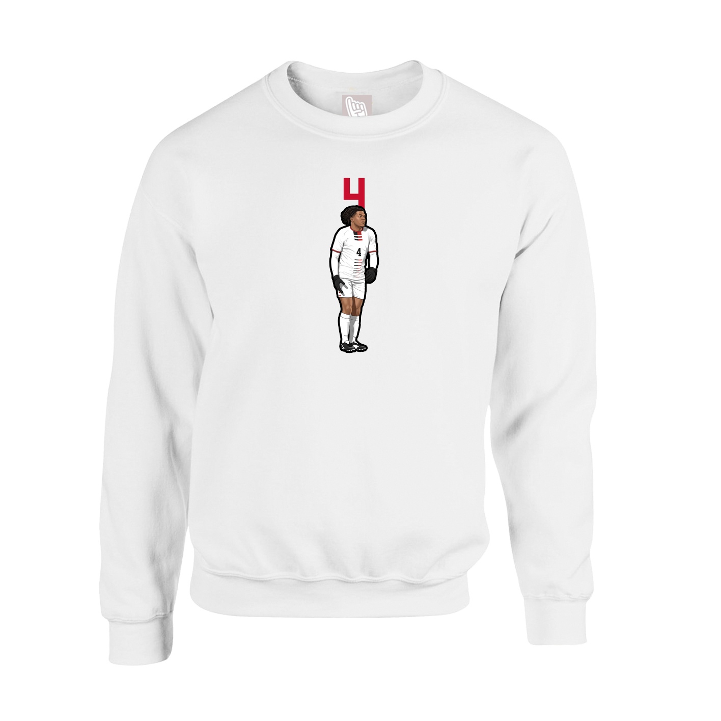 Fleece Crew — Number Top in White