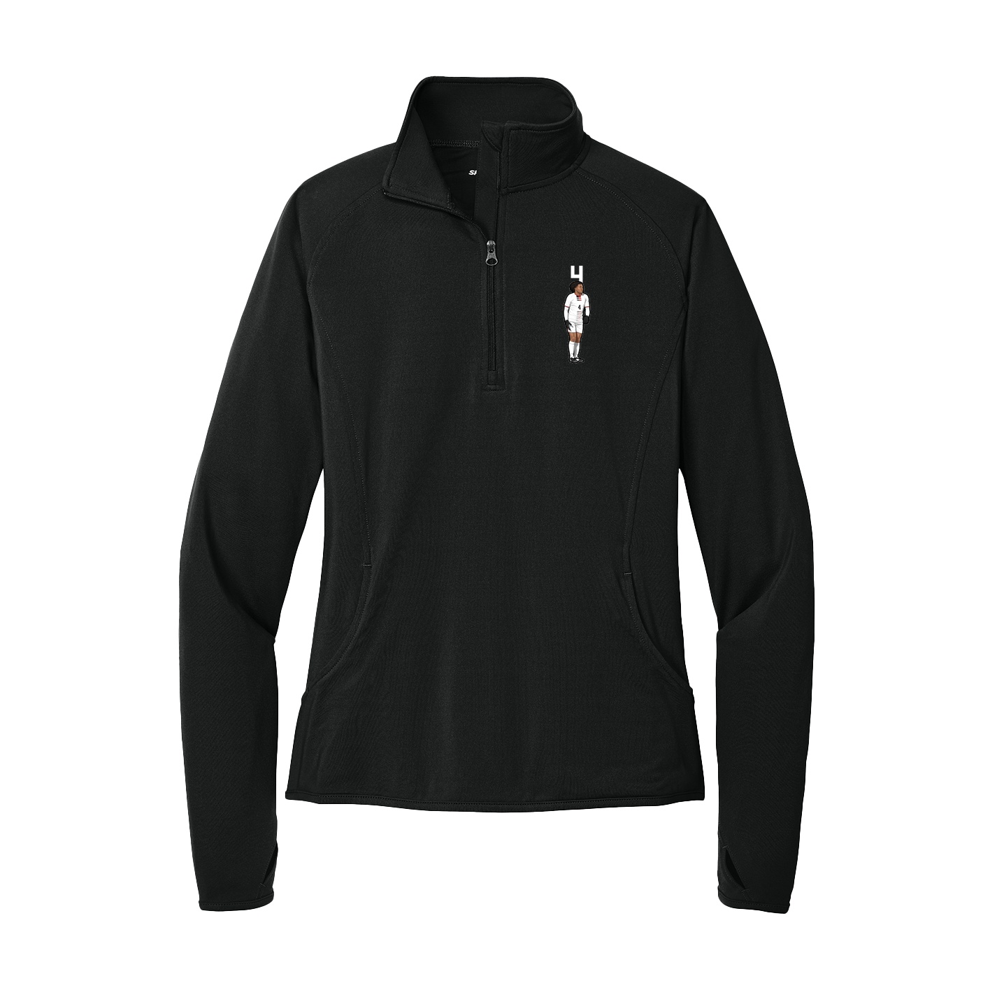 Women's Q-Zip Pullover — Number Top in Black