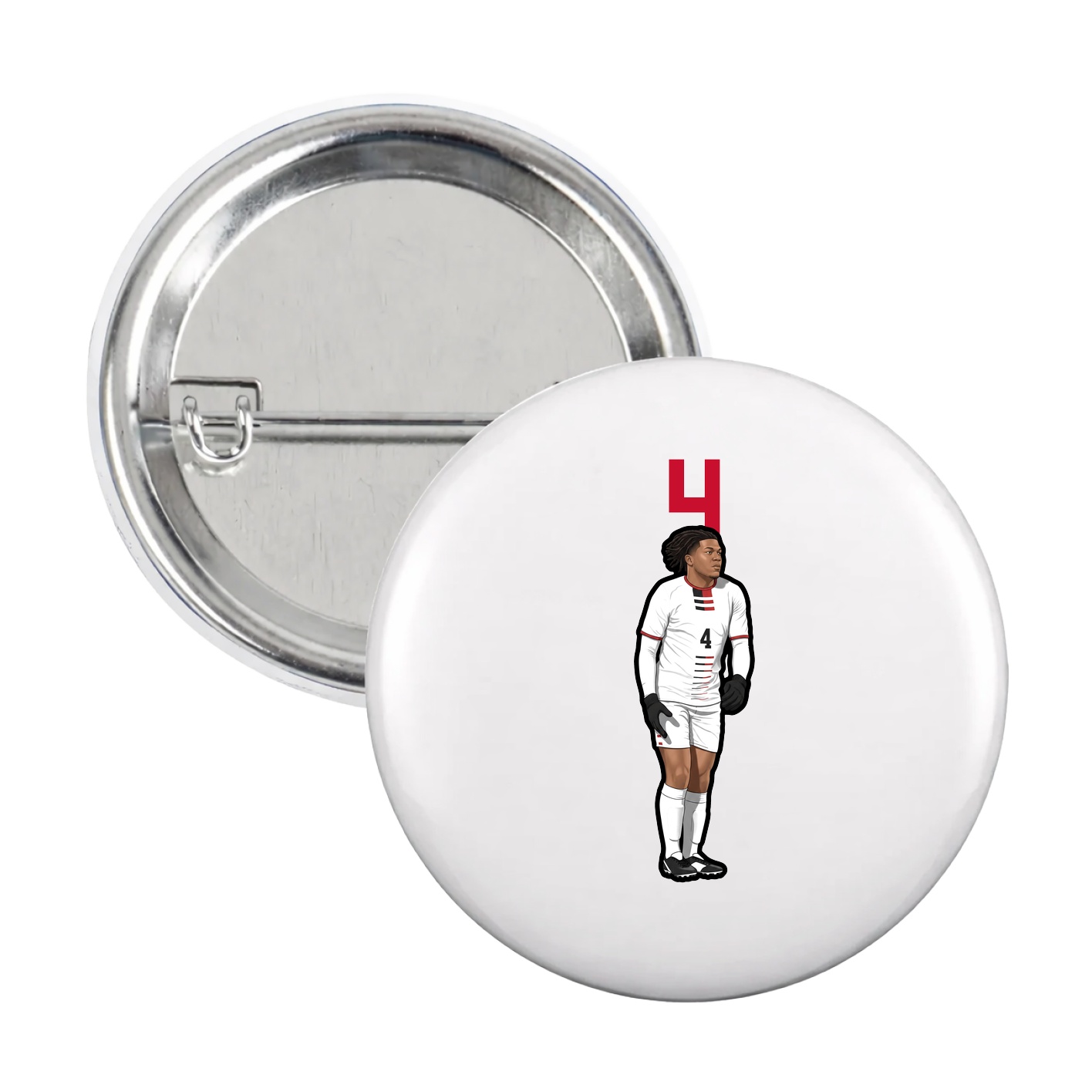 Game Day Button — Number Top in White
