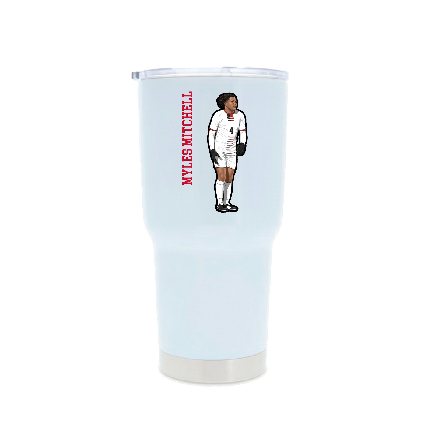 30oz Stainless Steel Tumbler — Name Vertical in White