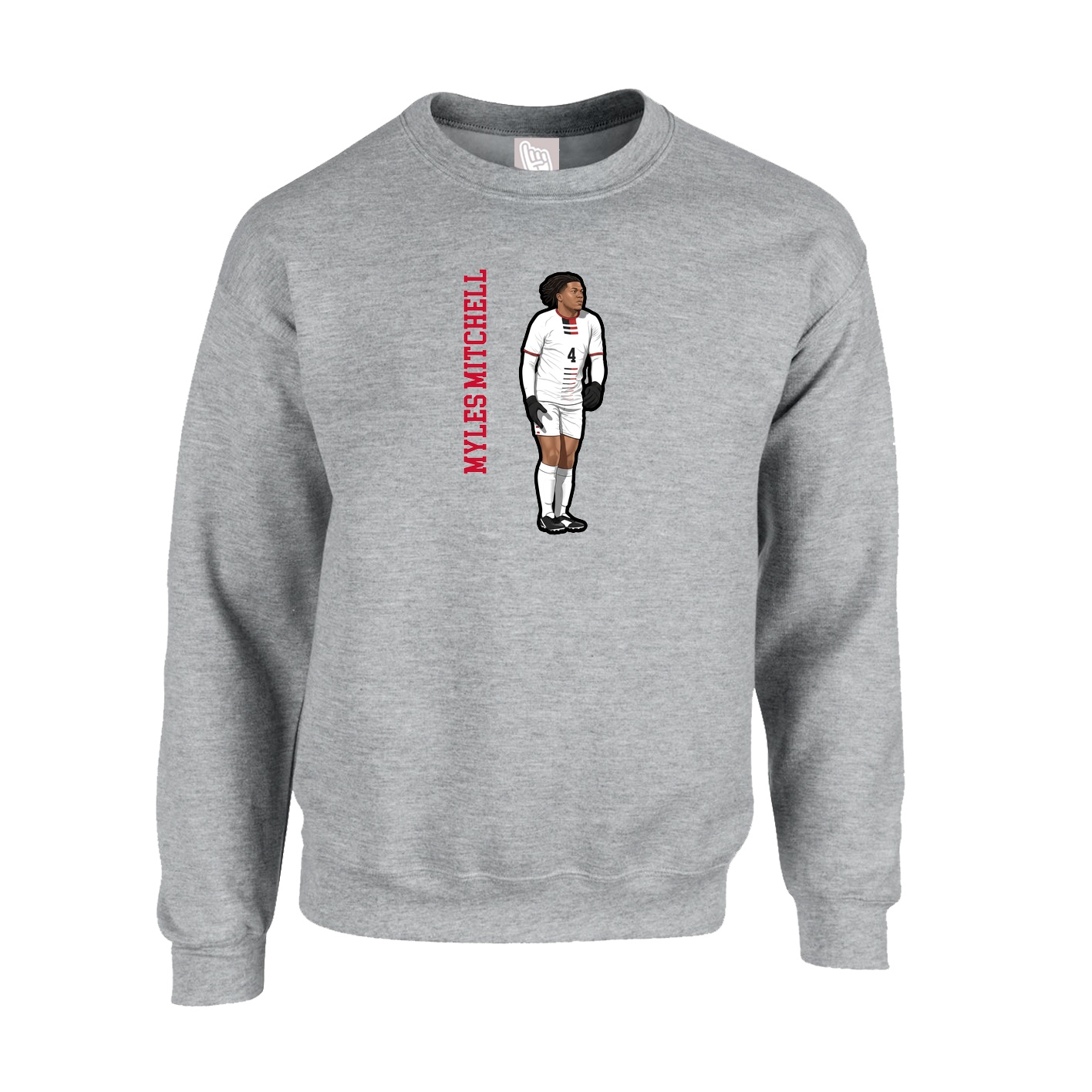 Fleece Crew — Name Vertical in Grey