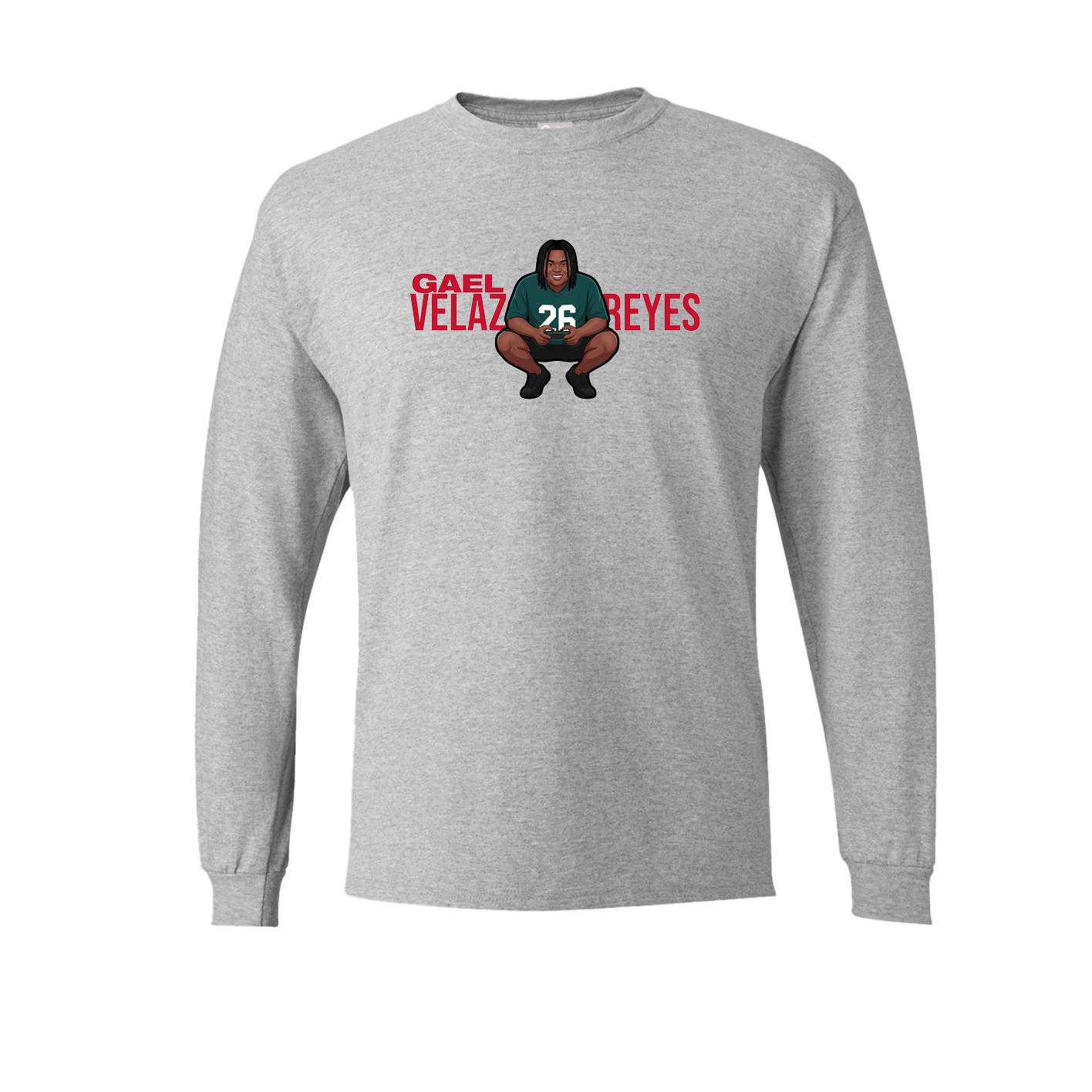 Long Sleeve Tee — Player Name in Grey