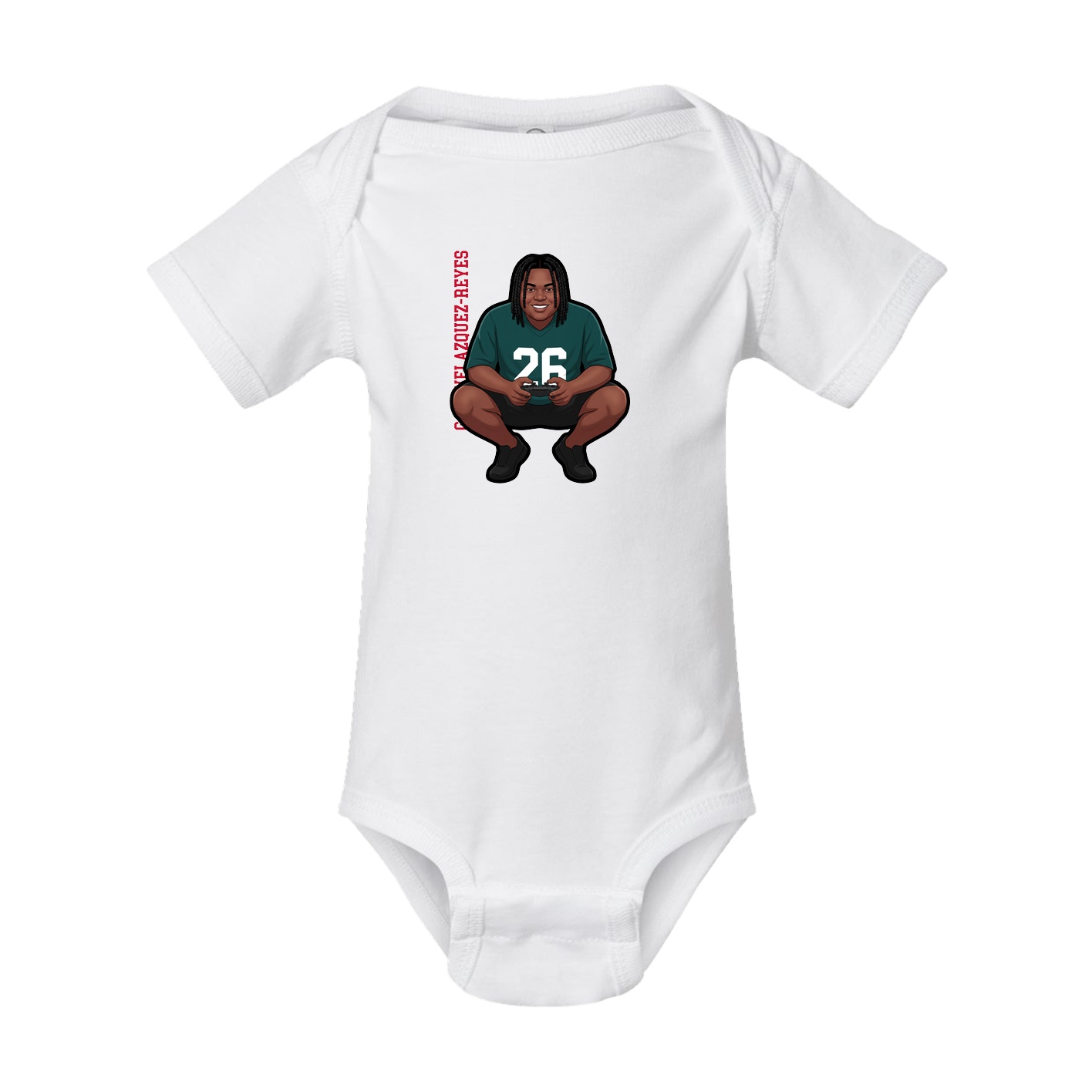 Baby Onesie — Name Vertical in White