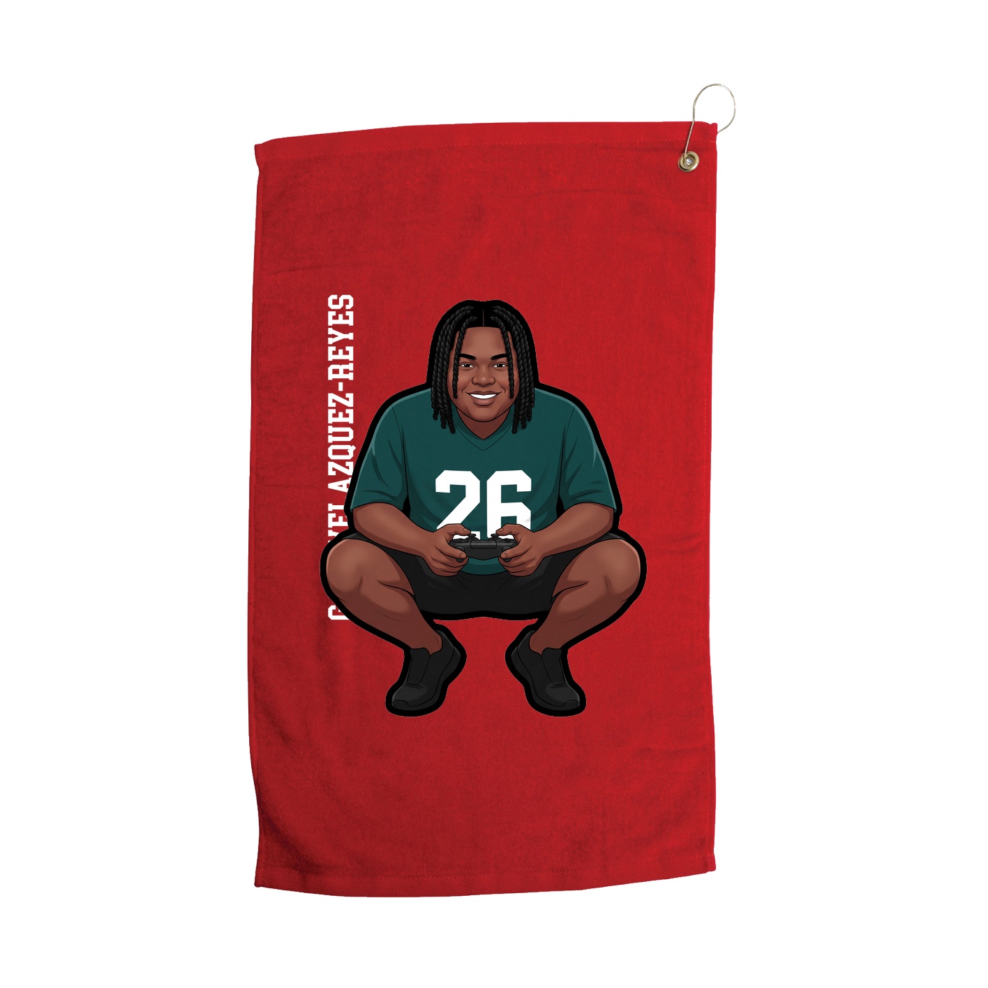 Golf Towel — Name Vertical in Red