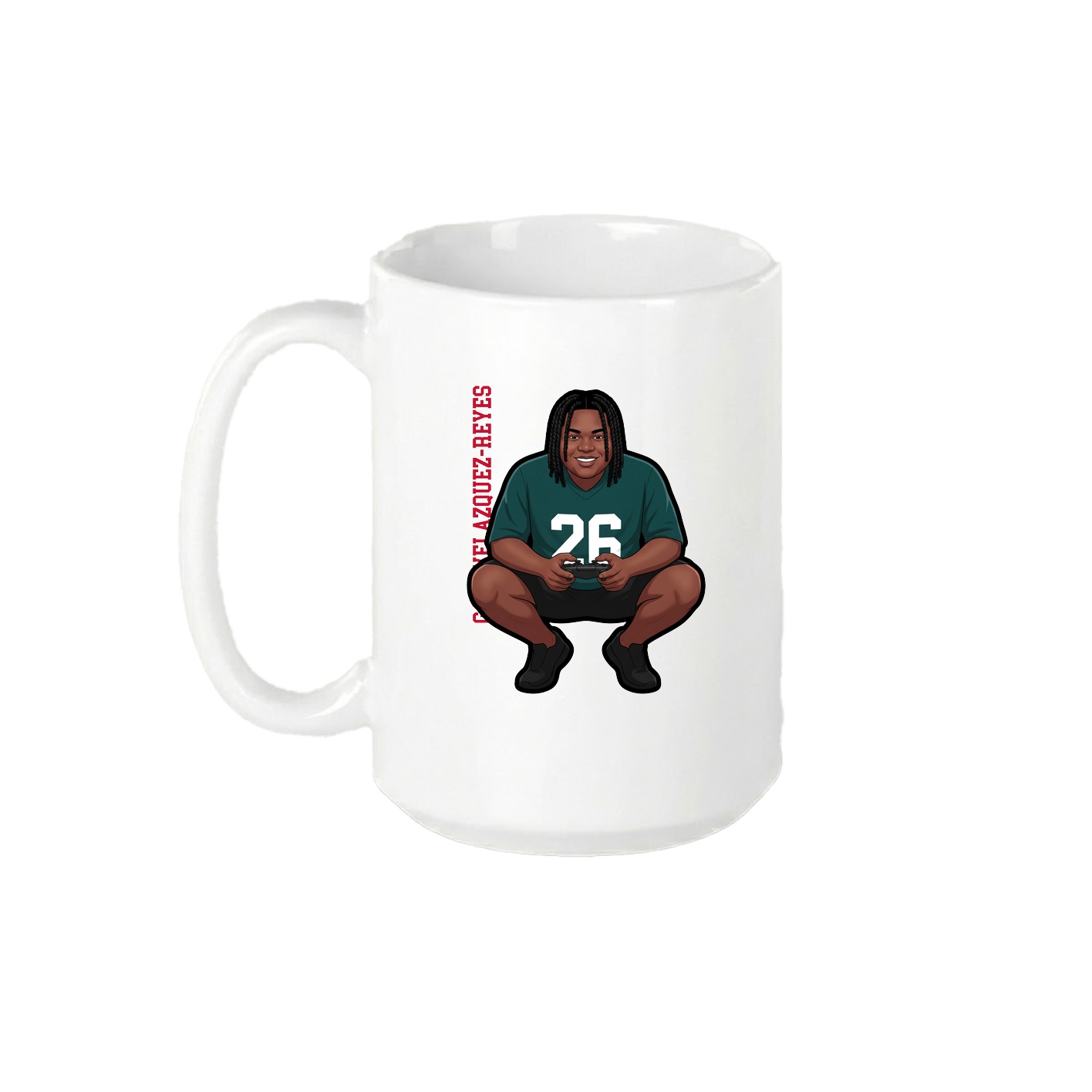 15oz Coffee Mug — Name Vertical in White