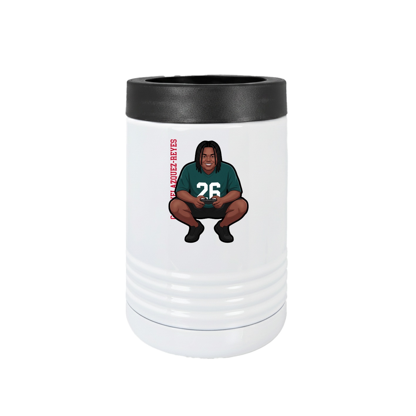 Beverage Holder — Name Vertical in White