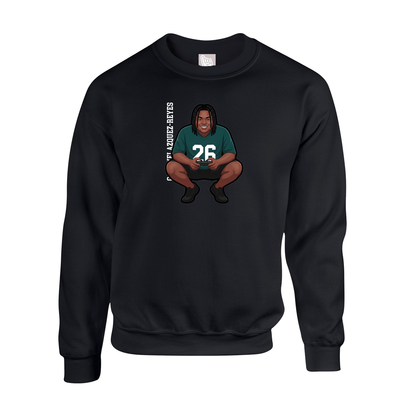Fleece Crew — Name Vertical in Black