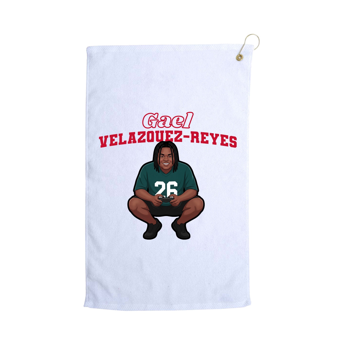 Golf Towel — Name Arch in White