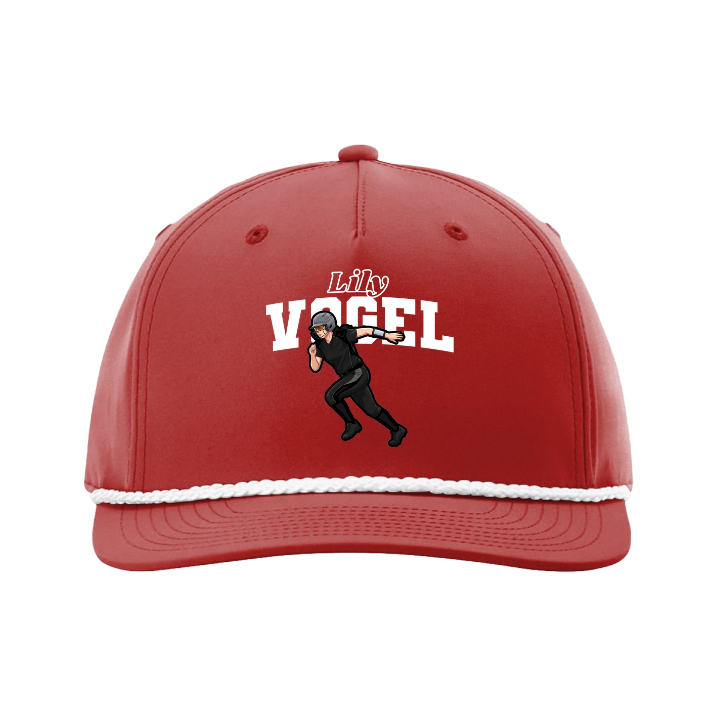 Five-Panel Classic Rope Cap — Name Arch in Red