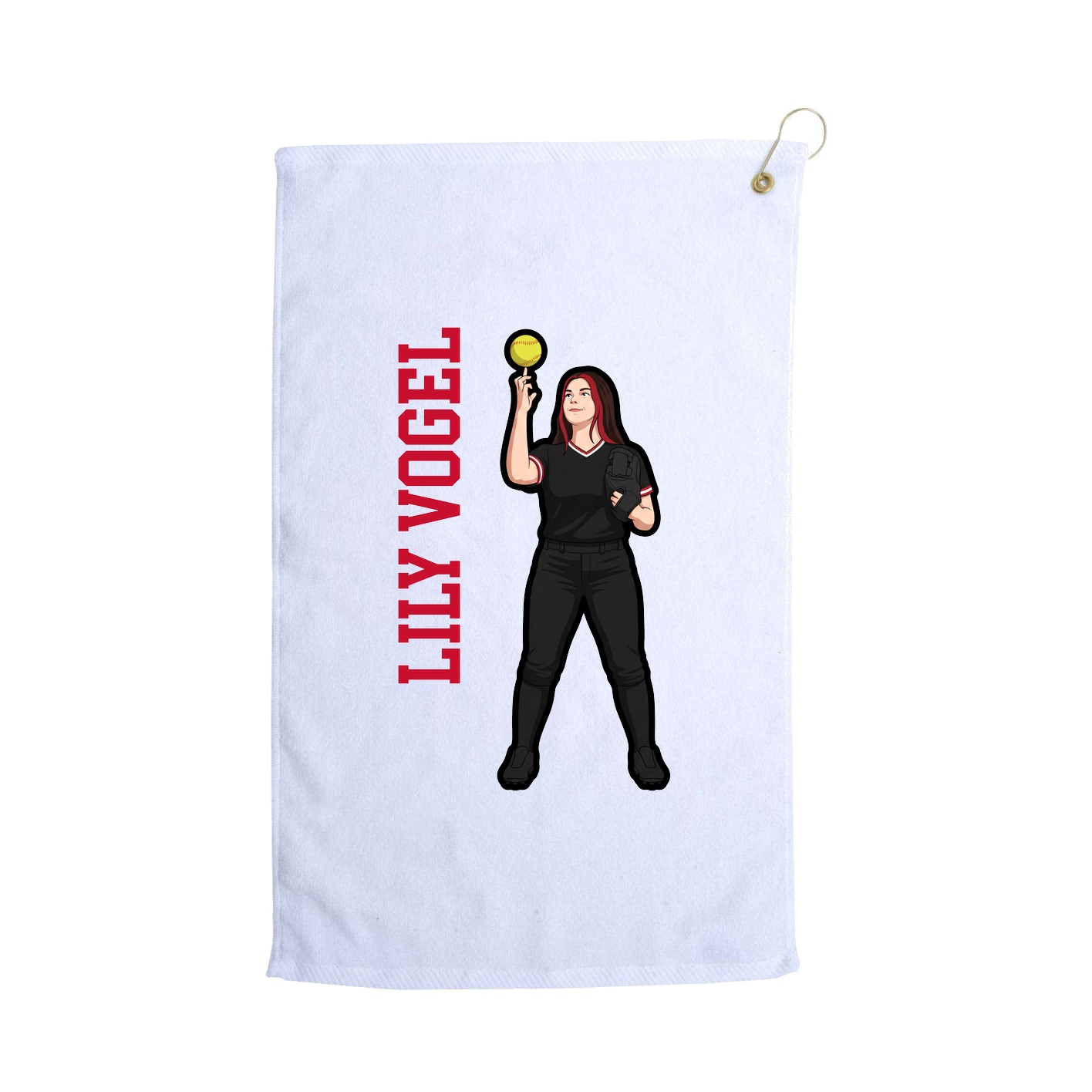 Golf Towel — Name Vertical in White